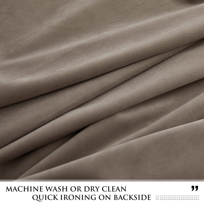 StangH Taupe Velvet Curtains - Room Darkening Solid Grommet Window Panels Soft Smooth Velvet Fabric Elegent Decor Privacy Protect for Bedroom, 52 x 84 inches, 2 Panels - Image 5